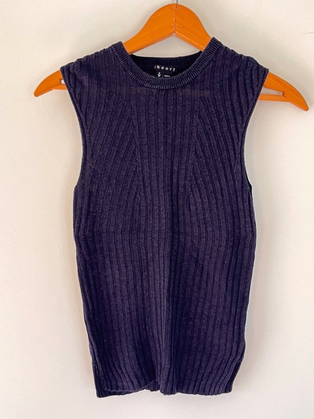 Theory Linen Blend Ribbed Tank